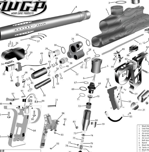 Worr Game Products Black Magic Parts and Diagram