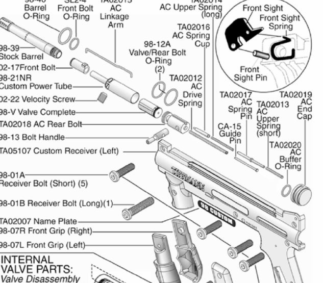 Tippmann 98 Custom ACT RT Parts and Diagram