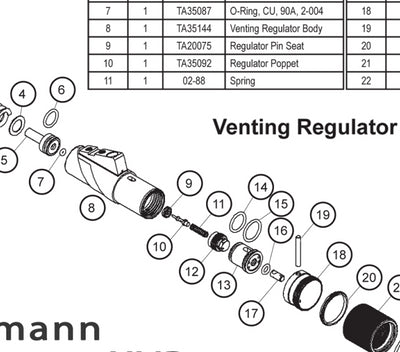 Tippmann Crossover XVR Venting Regulator ASA Assembly Parts and Diagram