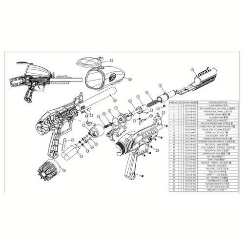 Brass Eagle Raptor Pump Parts and Diagram