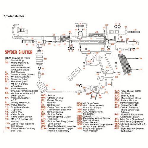 Kingman Spyder Shutter Parts and Diagram