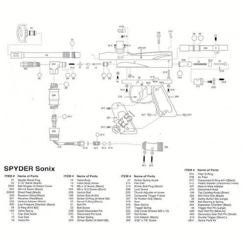 Kingman Spyder Sonix 05 Parts and Diagram