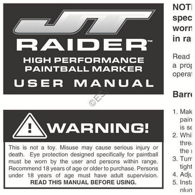 JT USA Raider Parts and Manual