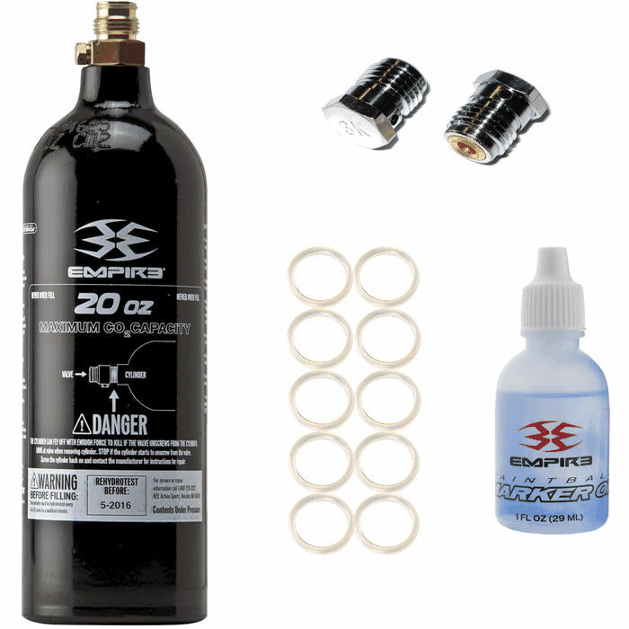 Empire CO2 Tank and Accessory Kit with Orings, Oil, and Spare Burst Discs