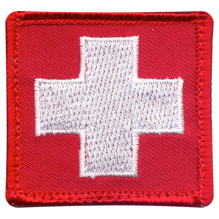 Rothco White Cross w Red Square Morale Patch