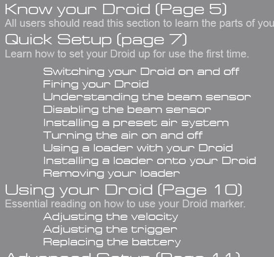 MacDev Droid Parts and Manual