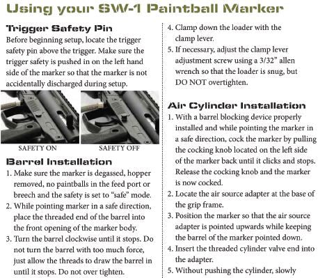 Valken SW-1 Parts, Diagram, and Manual