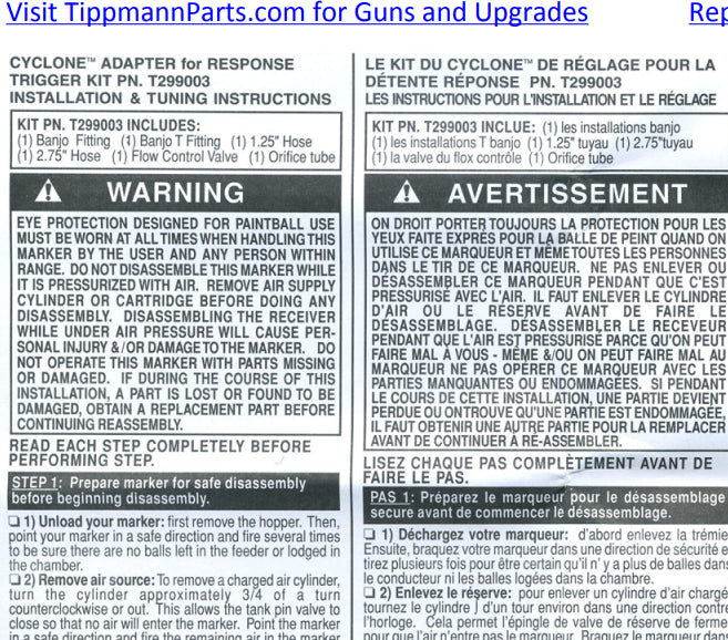 Tippmann 98 Custom Cyclone Feed Hopper Adapter For RT Response Trigger Installation Manual 2015-05-07