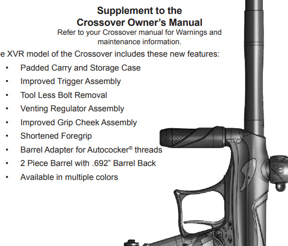 Tippmann Crossover XVR Supplement Manual