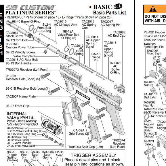 Tippmann 98 Custom Platinum Series ACT Pro Manual