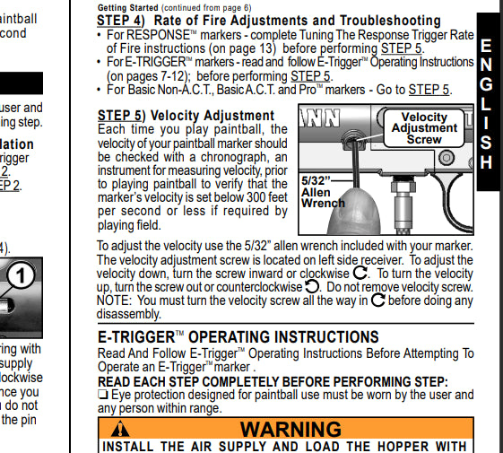 Tippmann 98 Custom Platinum Series E-Grip ACT Manual