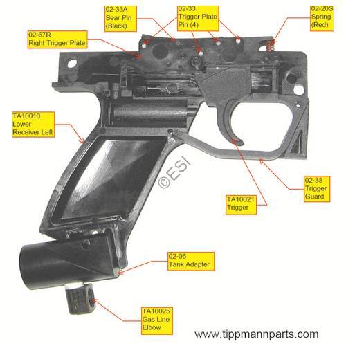 Tippmann X7 Grip Frame Assembly Diagram