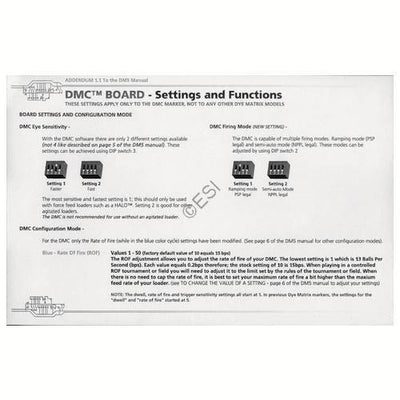 Dye DMC Board Addendum Parts and Manual