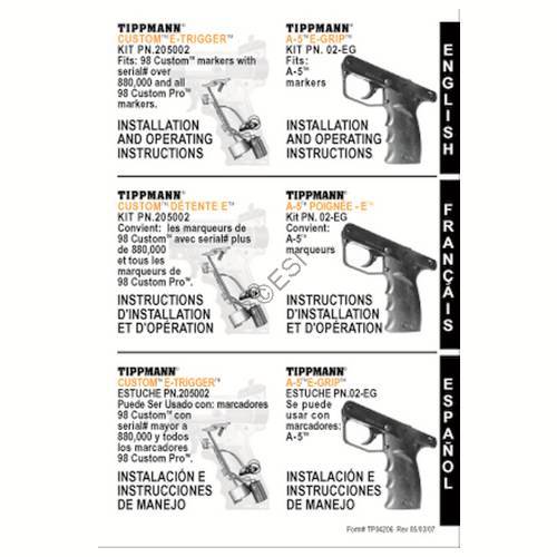 Tippmann 98 Custom E-Grip Installation Manual