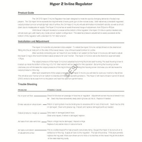 Dye Hyper2 Regulator Manual - TippmannParts