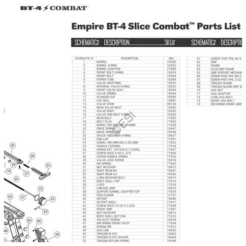 Empire BT 4 Slice Parts and Diagram – TippmannParts