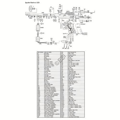 Kingman Spyder Flash LCD Diagram - TippmannParts