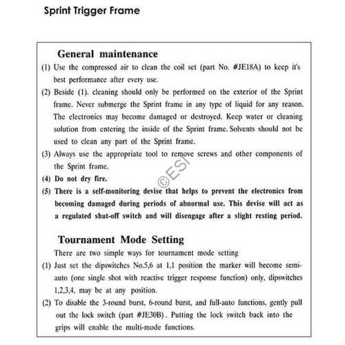 Kingman Spyder Sprint Frame Manual - TippmannParts