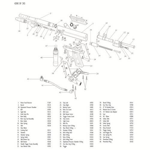 PMI Piranha Core DF Gun Diagram - TippmannParts