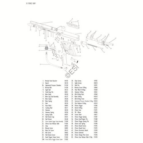 PMI Piranha Eforce BL VF Gun Diagram - TippmannParts