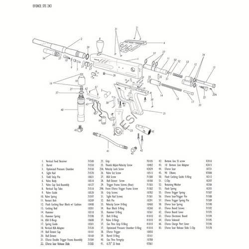 PMI Piranha Eforce STS 2K3 Gun Diagram - TippmannParts