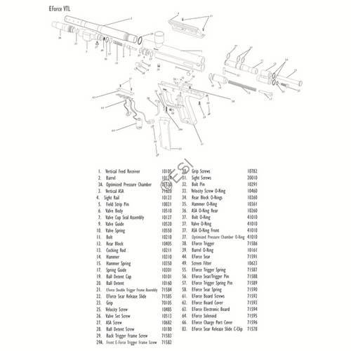 PMI Piranha Eforce VTL Gun Diagram - TippmannParts