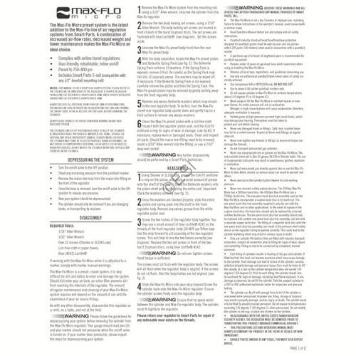 Smart Parts Max-Flo Micro Preset Regulator Manual - TippmannParts