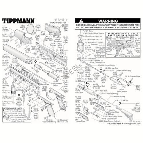 Tippmann A-5 Stealth Body Diagram v2 - TippmannParts