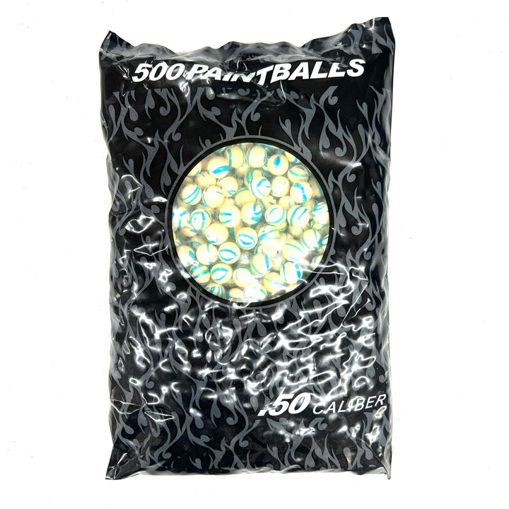 Empire Marballizer 50Cal Paintballs - 2000ct Case (White & Blue Swirl Yellow Fill)