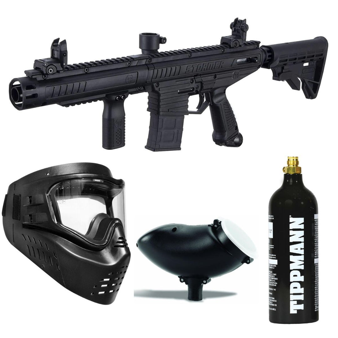 Tippmann Stormer Elite Paintball Gun Package with Co2 Bottle - Black