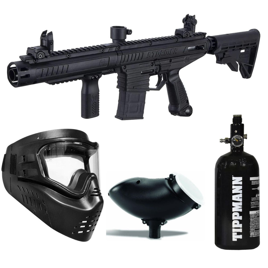 Tippmann Stormer Elite Paintball Gun Package with HPA Tank - Black