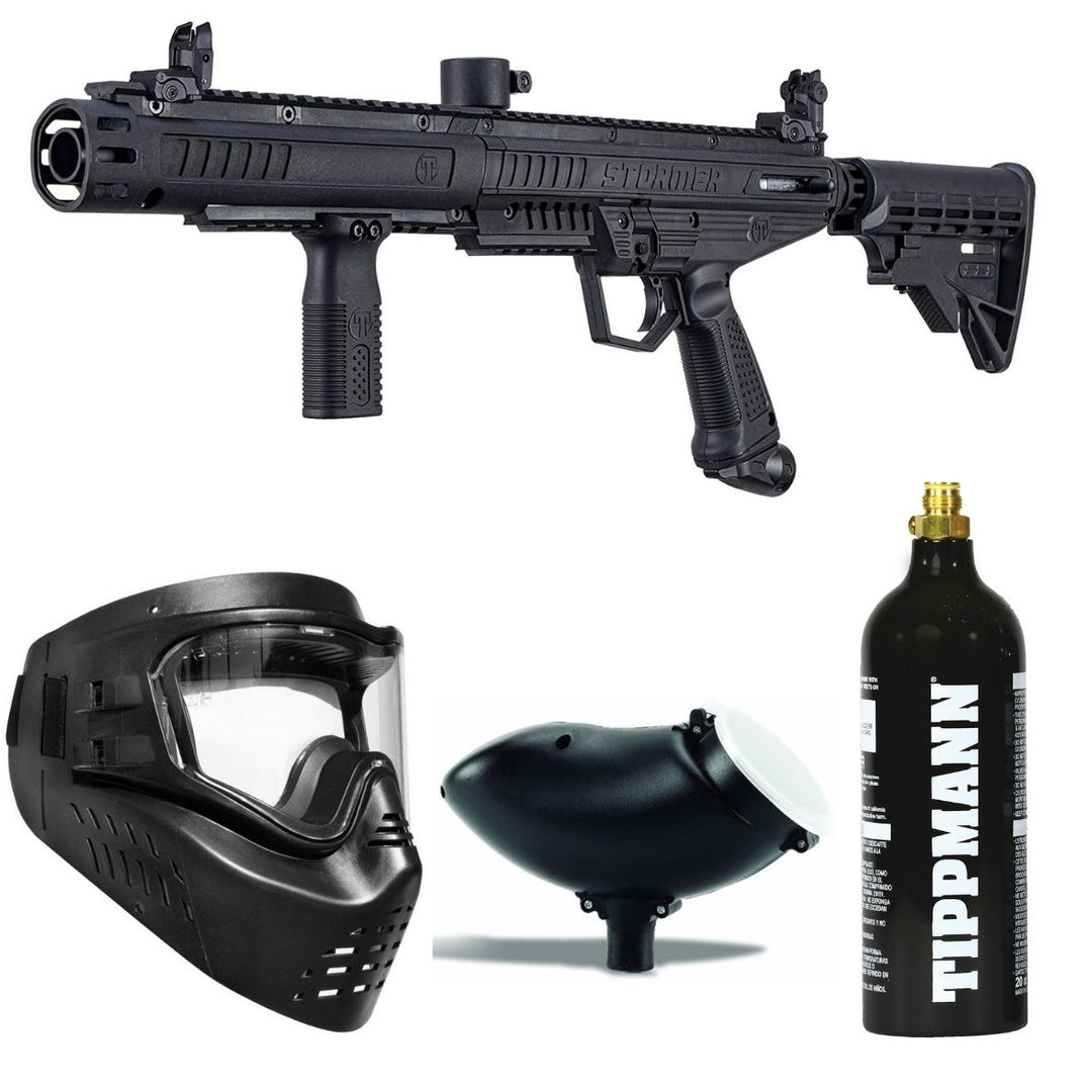 Tippmann Stormer Tactical Paintball Gun Package with Co2 Bottle - Black