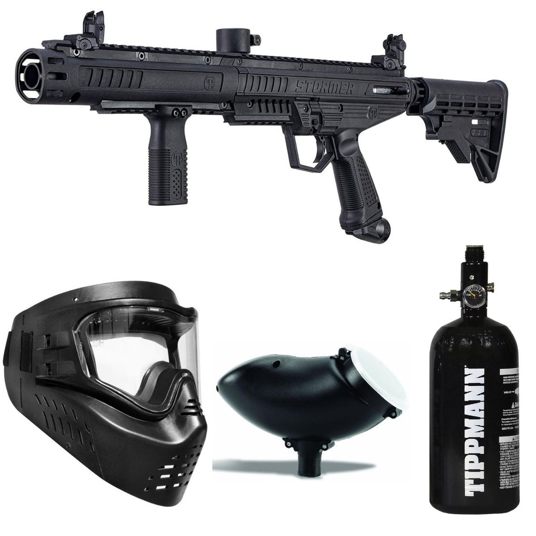 Tippmann Stormer Tactical Paintball Gun Package with HPA Tank - Black