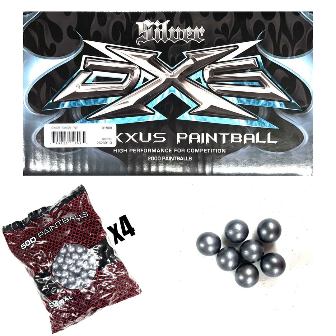 Draxxus DXS Silver 68Cal Paintballs - 2000ct Case - Silver Shell Yellow Fill - TippmannParts