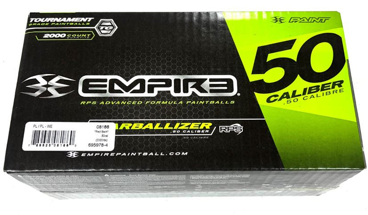 Empire Marballizer 50Cal Paintballs - 2000ct Case (Red Swirl White Fill) - TippmannParts