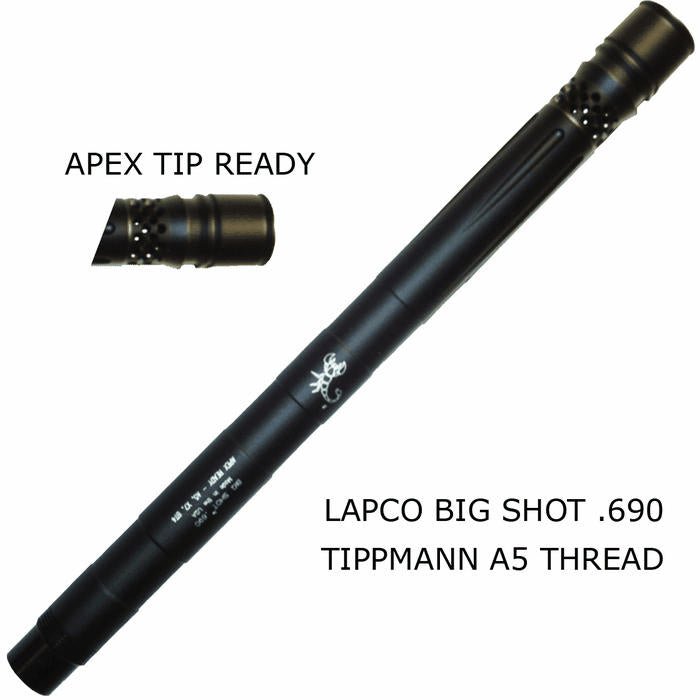 Lapco Big Shot Barrel with Apex Ready Tip and Tippmann A5 Threads - TippmannParts