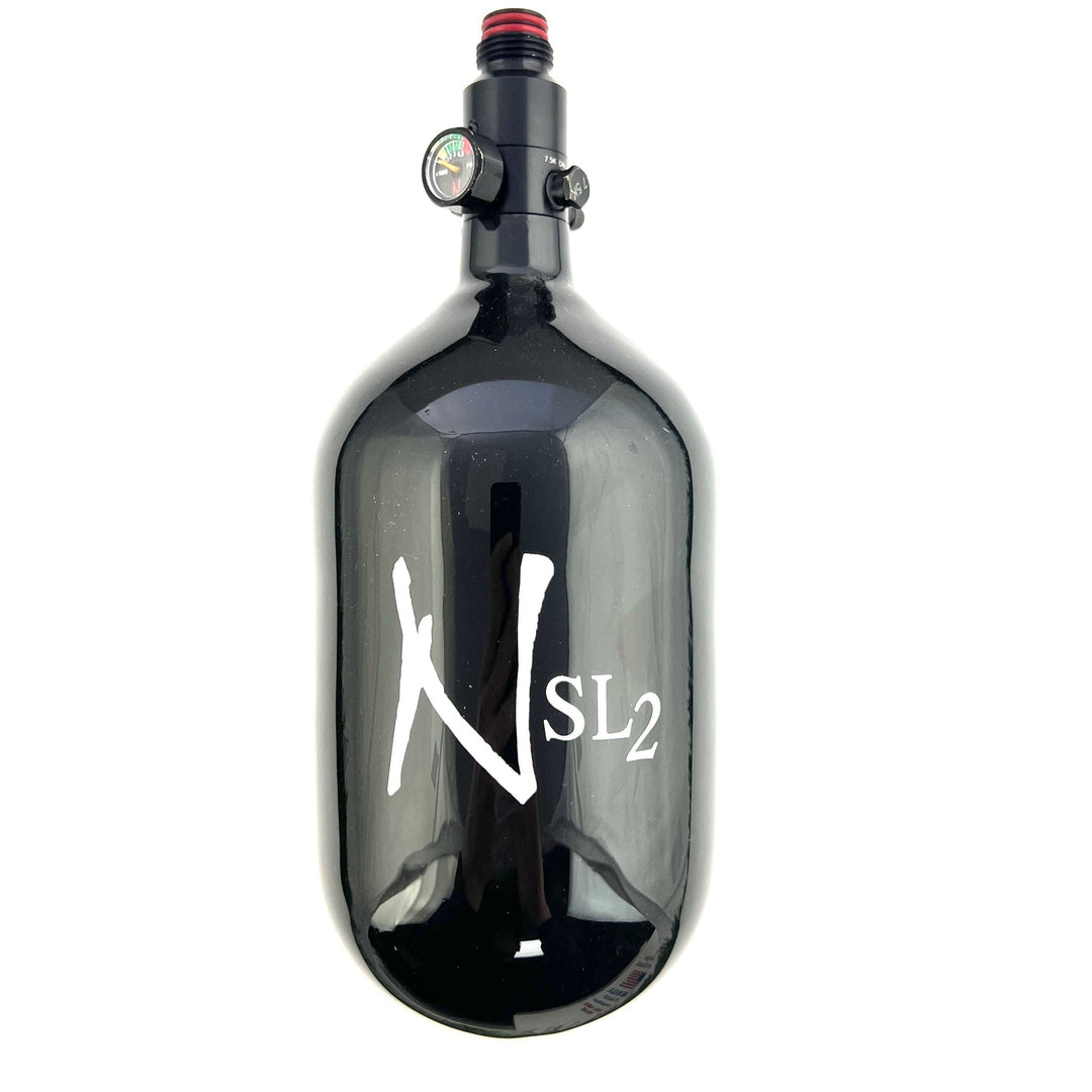 Ninja Superlite SL2 4500CF HPA Tank - 68ci - Black with White - UL Regulator - TippmannParts