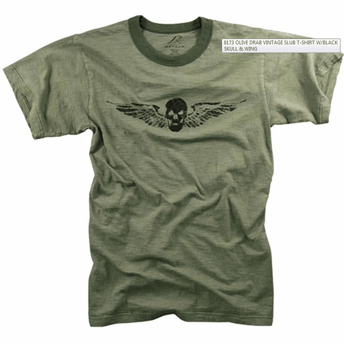 Rothco Vintage Slub Tshirt Skull Wing - TippmannParts