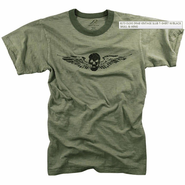 Rothco Vintage Slub Tshirt Skull Wing - TippmannParts