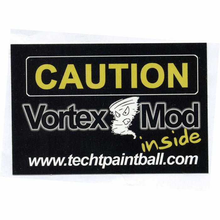 TechT Paintball Products 'Caution Vortex' Sticker - Black, White, and Yellow - TippmannParts