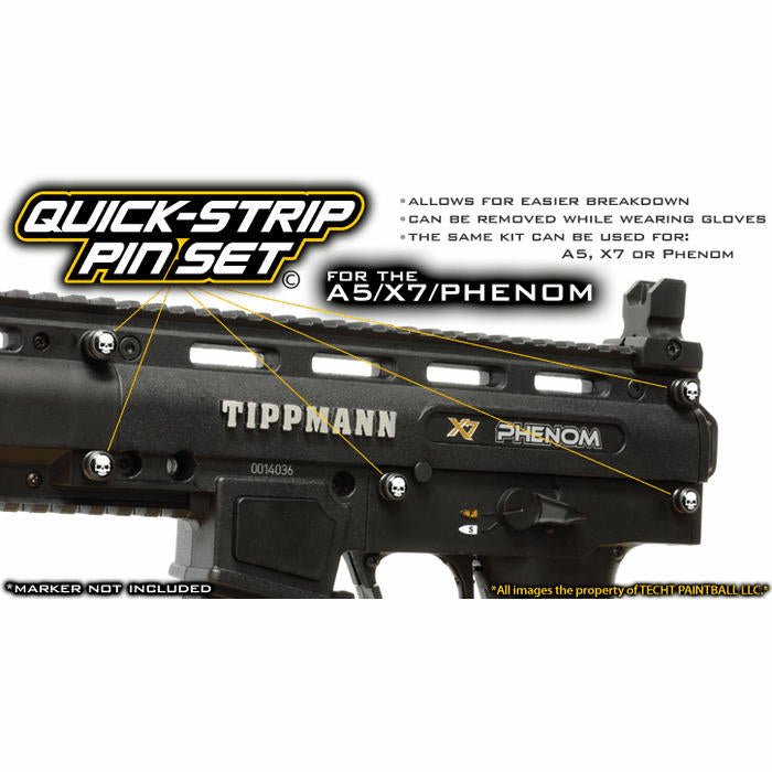 TechT Paintball Products Stainless Steel Quick-Strip Pin Set - for A5,X7, and Phenom - TippmannParts