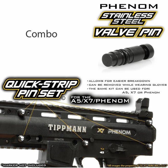 TechT Paintball Products Stainless Steel Valve Pin and Pull Pin Combo Set for Phenoms - TippmannParts